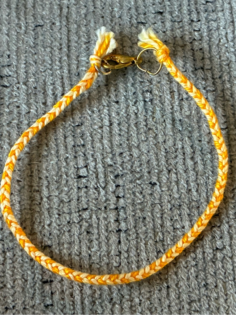 Yellow Braided Friendship Bracelet with Gold Clasp